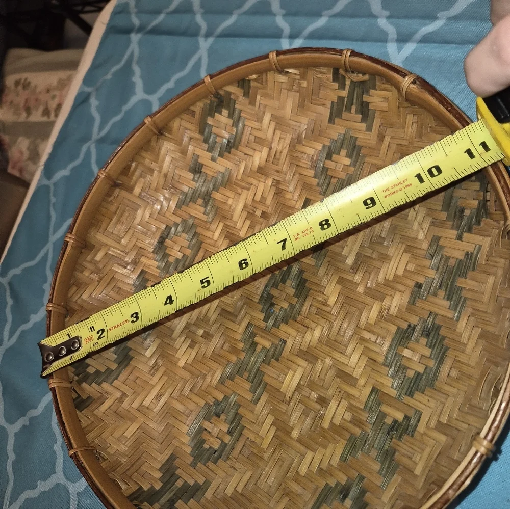 Vintage Boho Hand Woven Wall Hanging Basket Or Table Decor